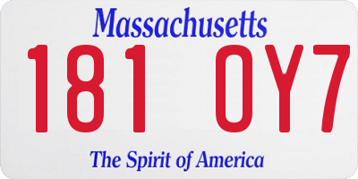 MA license plate 181OY7