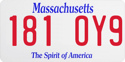 MA license plate 181OY9