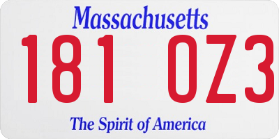 MA license plate 181OZ3