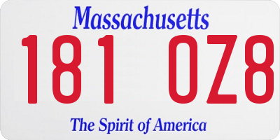 MA license plate 181OZ8