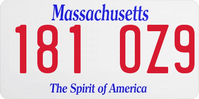 MA license plate 181OZ9