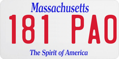 MA license plate 181PA0