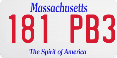 MA license plate 181PB3