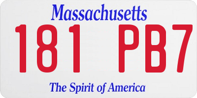 MA license plate 181PB7