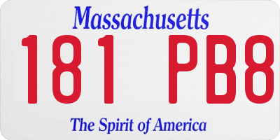 MA license plate 181PB8