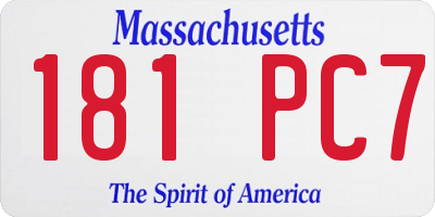 MA license plate 181PC7
