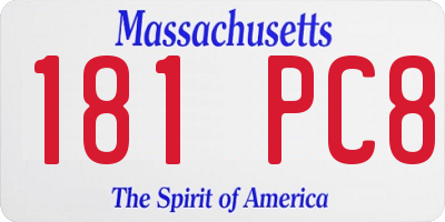 MA license plate 181PC8