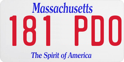 MA license plate 181PD0