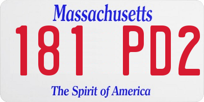MA license plate 181PD2