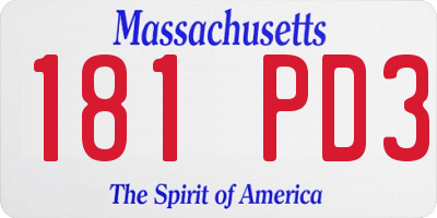 MA license plate 181PD3