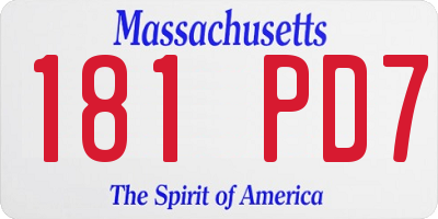 MA license plate 181PD7