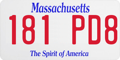 MA license plate 181PD8