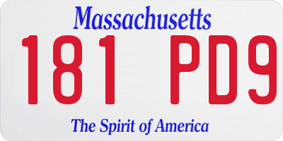 MA license plate 181PD9