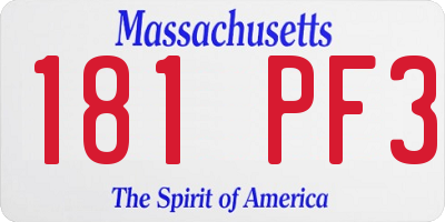 MA license plate 181PF3