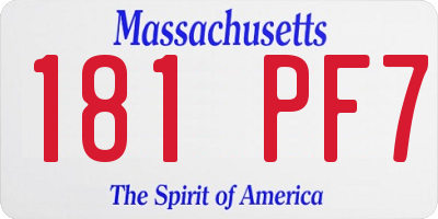 MA license plate 181PF7