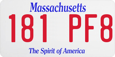 MA license plate 181PF8