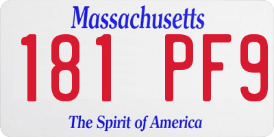 MA license plate 181PF9