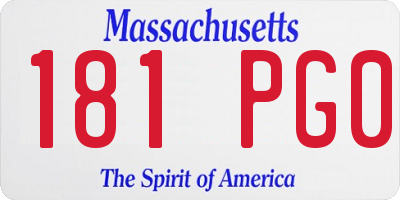 MA license plate 181PG0