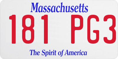 MA license plate 181PG3