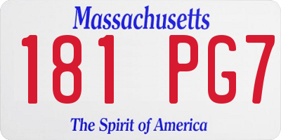 MA license plate 181PG7