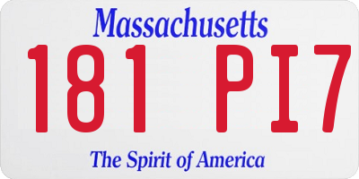 MA license plate 181PI7