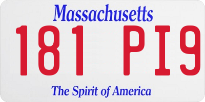 MA license plate 181PI9