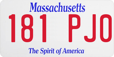 MA license plate 181PJ0