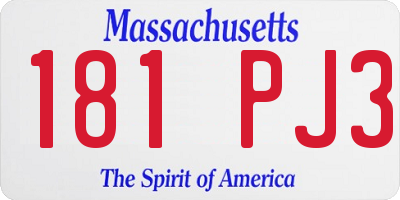 MA license plate 181PJ3
