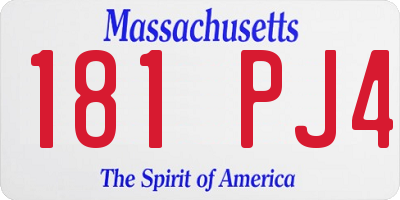 MA license plate 181PJ4