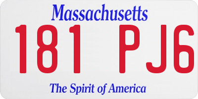 MA license plate 181PJ6