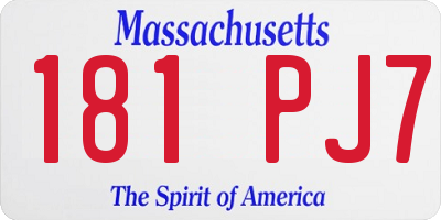 MA license plate 181PJ7