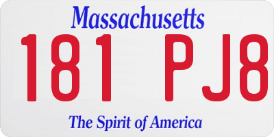 MA license plate 181PJ8