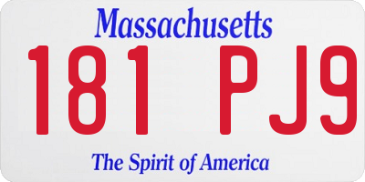 MA license plate 181PJ9