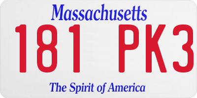 MA license plate 181PK3