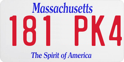 MA license plate 181PK4