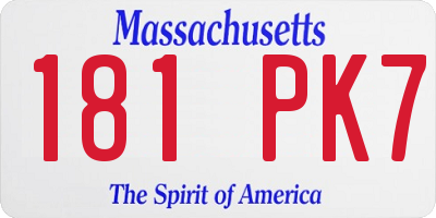 MA license plate 181PK7