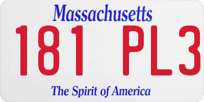 MA license plate 181PL3