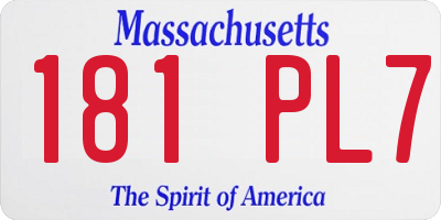MA license plate 181PL7