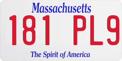 MA license plate 181PL9