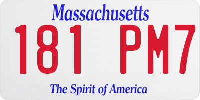 MA license plate 181PM7