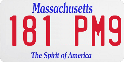 MA license plate 181PM9