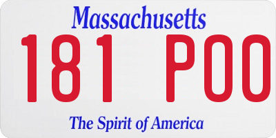 MA license plate 181PO0
