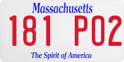 MA license plate 181PO2