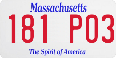 MA license plate 181PO3