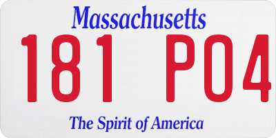 MA license plate 181PO4