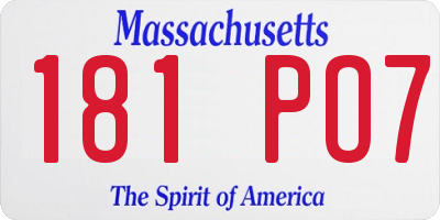 MA license plate 181PO7