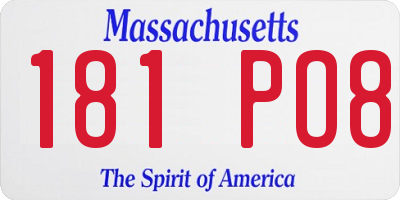 MA license plate 181PO8