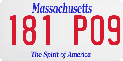 MA license plate 181PO9