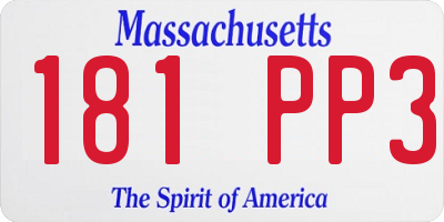 MA license plate 181PP3