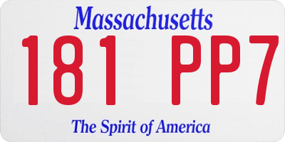 MA license plate 181PP7
